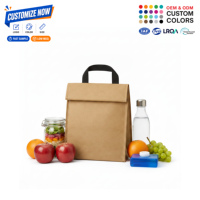 Sac isotherme réutilisable en papier kraft léger et lavable avec doublure réfléchissante et poche avant