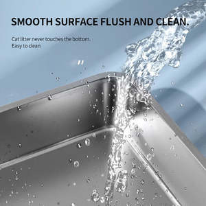 กระบะทรายแมวสแตนเลสทรงสี่เหลี่ยมขนาดใหญ่พิเศษ แข็งแรง ทนทาน ทำความสะอาดง่าย พกพาสะดวก เป็นมิตรกับสิ่งแวดล้อม - Product Image 5