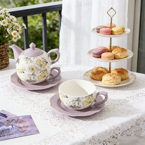Service à thé en céramique MSH Blue Iris pour salon de thé, cadeau commercial, service à thé en céramique - Product Image 6