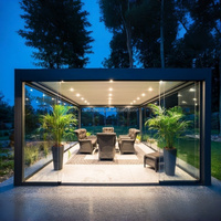 Kit de pergola bioclimatique motorisée à commande à distance avec lames rétractables - Composants modulaires en aluminium, autoportante, tailles personnalisées