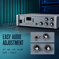 Amplificateur audio compact 1 micro 2 entrées ligne radio carte SD USB contrôle des basses et des aigus protection contre les courts-circuits et les surcharges