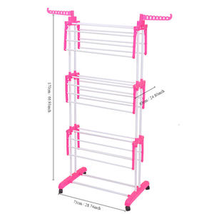 Многофункциональный напольный трехслойный стеллаж для сушки одежды складной напольный мобильный стеллаж для одежды - Product Image 6