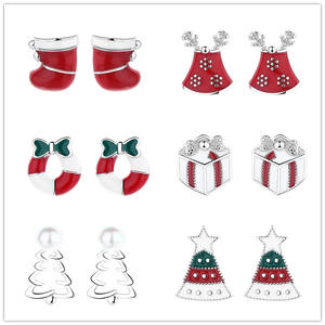 Серебряные серьги-гвоздики Yasno 925 пробы с рождественским дизайном для детей, милый ювелирный подарок - Product Image 1