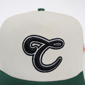 قبعات بيسبول مخصصة ذات حافة خضراء ولون بيج من البوليستر، بلونين متباينين، ذات تصميم منخفض، للعلامات التجارية للملابس والأزياء - Product Image 6