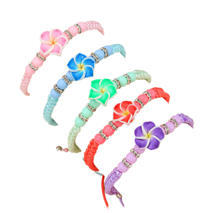 2024 nuovo Design Set di 5 pezzi di perline di fiori in argilla polimerica bohémien braccialetto di fiori da spiaggia Ocean Resort tessuto regolabile da donna - Product Image 1