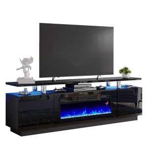 Meuble TV avec cheminée <span class=keywords><strong>électrique</strong></span>, support TV 75 pouces avec cheminée intégrée, support TV moderne avec télécommande - Product Image 4