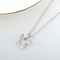 Oem Elegante Witte Mini Zirconia Rhodium Plated Sieraden Maken Cz Diamant Vrouwen 925 Sterling Zilveren Vlinder Hangers Bulk