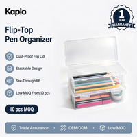 Étui à crayons transparent en PP avec deux fermoirs à pression et couvercle rabattable, grande capacité, empilable, pour fournitures scolaires et de bureau