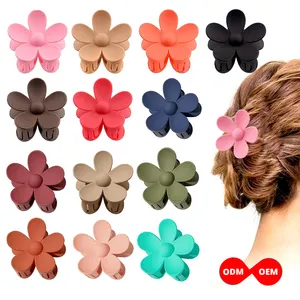 Hot Five Leaf Flower Hair Clips Matte tinta unita 3.5cm Claw Clip Flower Claw Clip Cute Hair Claw For Women