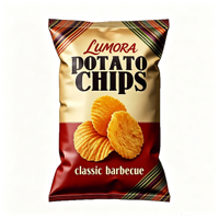 Sachet en plastique à trois soudures latérales avec impression personnalisée de qualité alimentaire pour chips, snacks secs et emballages souples