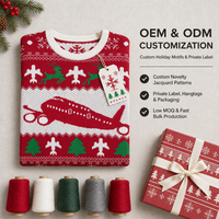 Pull de Noël rouge, pull de fête amusant, logo personnalisé OEM ODM, vêtements d'hiver, tricot, pull pour homme