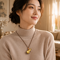 TANGPEI 2026 Nouveau Collier Double Gourde Hulu Style Chinois pour Femme, en Alliage Plaqué Or, Cordon Tressé, Porte-Bonheur, Cadeau Tendance et Mode