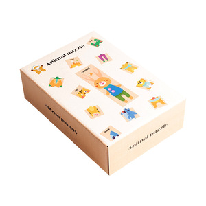 Puzzle interattivi fai da te in legno a forma di animale giocattolo Puzzle di educazione precoce per bambini gioco di abbinamento della famiglia - Product Image 2