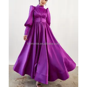 فستان طويل للمحبيات للحفلات المسائية من الساتان المسلم من مصنعي الملابس بدبي