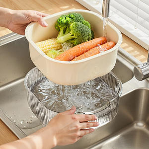 Panier égouttoir de cuisine multifonctionnel simple pour laver les légumes et les fruits et égoutter la vaisselle avec un design de drainage - Product Image 2