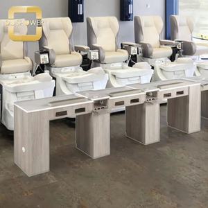 โต๊ะเครื่องเป่าเล็บสามชั้นดีไซน์หรูหราทั้งสองด้านตัวกรอง<span class=keywords><strong>ฝุ่น</strong></span>ที่วางแขนสบายและการจัดเก็บขนาดใหญ่ - Product Image 2