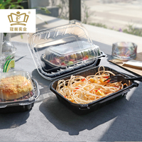 Boîte à lunch jetable carrée biodégradable de 9 pouces, 3 compartiments, compatible micro-ondes, logo personnalisé, emballage alimentaire à emporter, plastique MFPP