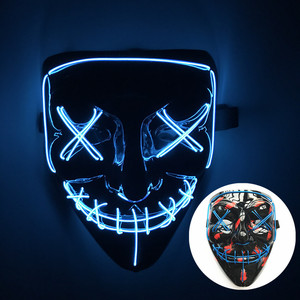 Nouveau Halloween en forme de V Vendetta Fox et Santa Claus Screaming Masque lumineux en plastique noir pour décorations festives - Product Image 2