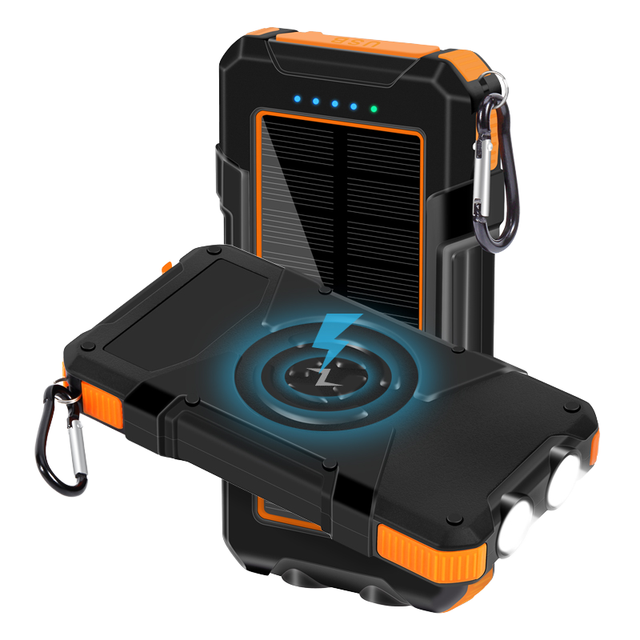 Outdoor Wireless Power Bank 20000mAh Portable with Double LED Torch Solar Chargers for Camping Emergency Hiking