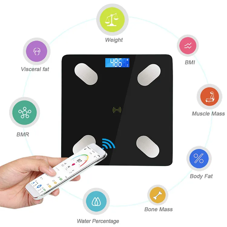 China factory price bathroom smart analyzer digital body weight fat scale