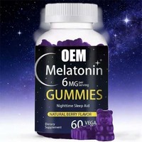 Gomitas para el Sueño con Memoria y Apoyo para Adultos, 6 mg de Melatonina, L-Teanina, Sabor Fresa, Sin Gluten, No Apto para Mujeres Embarazadas, 60 Unidades, OEM