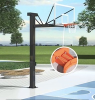 Support de basketball réglable en hauteur, équipement de basketball de niveau événementiel institutionnel, conforme aux normes FIBA, avec rembourrage de poteau et logo personnalisé