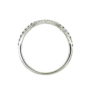 18K White Gold Double V-Shaped Sapphire & Diamond Pave Band Ring Luxury Stackable <b>Wedding</b> Jewelry For Women - Product Image 1