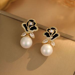 Versatile Copper Gold Plated Zircon <b>Stud</b> Earrings S925 <b>Silver</b> Needle High-End Trendy Gift - Product Image 6