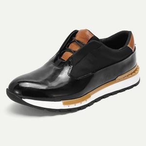 High Quality Men's Casual Genuine Cow <b>Leather</b> <b>Sneakers</b> Comfortable Original Brand Walking Shoes Slip-on Design Toe Breathable - Product Image 1