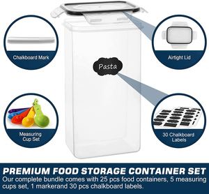Lot de 25 bocaux scellés de stockage en plastique sans BPA avec couvercles, garde-manger de cuisine, pour organiser les bocaux à grains entiers - Product Image 4