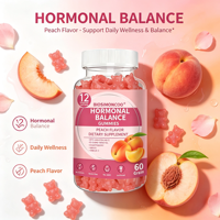 Gummies Équilibre Hormonal Saveur Pêche Myo-Inositol Gattilier Maca Complément de Soutien Hormonal Féminin 60 Unités Marque Privée OEM