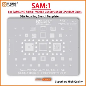 Amaoe แผ่นฉลุสำหรับ reballing CPU BGA ขนาด0.12มม. สำหรับ <span class=keywords><strong>Samsung</strong></span> SAM 1-20 IC การบัดกรีซ่อมแซมการทำจากแผ่นเหล็กเคลือบดีบุก - Product Image 4