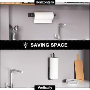 Portasciugamani in carta di alluminio autoadesiva o forata portasciugamani di carta sotto l'armadio <span class=keywords><strong>porta</strong></span> rotolo da cucina - Product Image 3