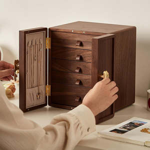 Luxury Solid Wood Rectangle 5-Layer Large-Capacity Multi-Purpose Jewelry & <b>Watch</b> Storage Box with Custom Logo Jewelry Display - Product Image 2