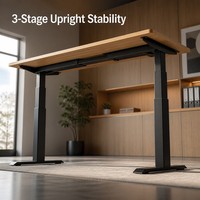 Escritorio Eléctrico de Altura Ajustable con Doble Motor Oculto de 3 Etapas, Estable y Robusto, Ergonómico, para Trabajar de Pie o Sentado