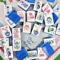 Tuiles de Mahjong en Acrylique Thème Perroquet Style Américain Résistantes à l'Eau Écologiques Durables pour Divertissement à Domicile et en Extérieur Cadeau