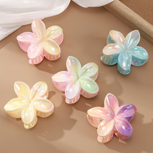 Elégant épingle à cheveux <span class=keywords><strong>fleur</strong></span> dégradée Plumeria Bow Hair Claw Clip for Women Plastic Side Grip <span class=keywords><strong>Chignon</strong></span> Resistant Hairpin for Daily - Product Image 2