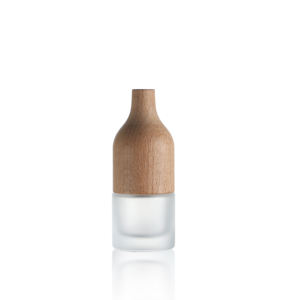 Botella aromática de vidrio redondo esmerilado de 30ml personalizada con tapa de madera, difusor de caña, botella de embalaje de aceite - Product Image 5