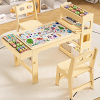 Ensemble table et chaises d'art pour enfants avec rangement pour rouleaux de papier, design Montessori, table d'artisanat en bois pour 2 enfants, utilisation en classe