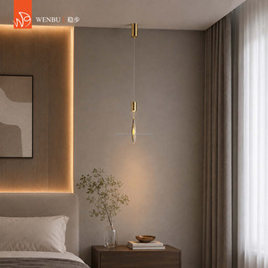 Lustre de luxe en forme de goutte d'eau, lampe suspendue en verre artisanal avec feuilles d'or véritable - Product Image 2