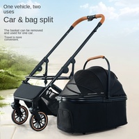 Poussette et sac de transport 2-en-1 pour animaux de compagnie, chariot de voyage détachable pour chiens et chats avec panier de rangement, sac de transport pliable pour animaux de compagnie, vente en gros