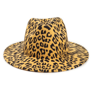 Chapeaux Fedora en laine imprimé léopard, chapeau à large bord pour hommes et femmes, décontracté, printemps-automne, 56-58CM - Product Image 5