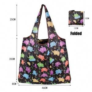 Sac fourre-tout écologique réutilisable en polyester Ripstop 190T imperméable avec fermeture éclair, poche intérieure, grand format pliable pour - Product Image 2