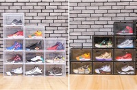 Boîte à chaussures en plastique, boîte d'exposition pliable et transparente pour baskets, bacs de rangement empilables, contenant pour chaussures