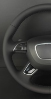 Housse de volant de voiture en cuir et fibre de carbone cousue à la main pour Audi A3/A4/A5/A6/Q3/Q5/Q7/S6/S8/TT - Antidérapante - Noir