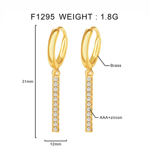 Pendientes Colgantes Delicados Foxi Jewelry de Alta Calidad con Circonita Cúbica Pavimentada y Baño de Oro para Mujer, Tipo Huggies - Product Image 6