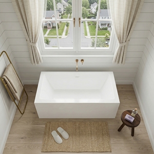 Baignoire autoportante au design sculptural et courbé, idéale pour les salles de bain d'hôtels et de complexes hôteliers, style moderne, contemporain et élégant. - Product Image 6
