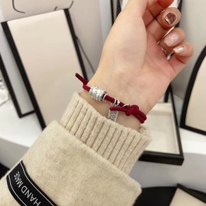 <b>Red</b> String <b>Bracelet</b> 999 Sterling Silver Simple Chinese Style Auspicious Pendant Women's Everyday Wear - Product Image 3