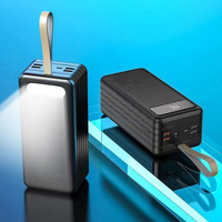 Prix de gros 10W Banque de charge 50000mAh 60000mAh Capacité Power Bank avec lumière LED Alimentation mobile extérieure