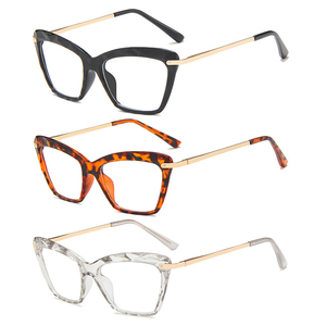 Gafas de Sol Multifacéticas con Cristal Ojo de Gato y Protección Anti Luz Azul para Mujer, Montura de Gafas con Lentes Transparentes, Estilo Urbano Moderno para Mujer Europea - Product Image 1